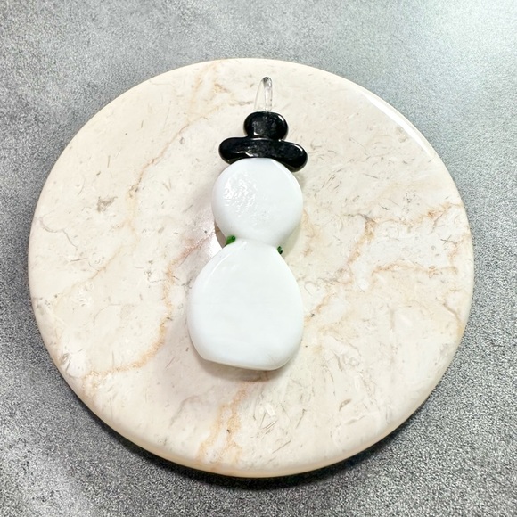 Art Glass Snowman Christmas Pendant - Picture 4 of 5